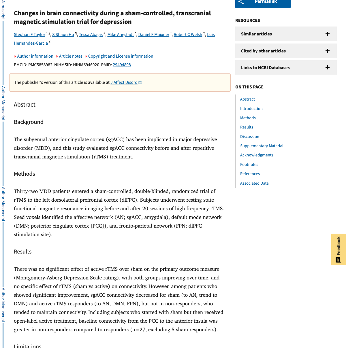 Title and abstract of Caveat emptor: Folate in unipolar depressive illness, a systematic review and meta-analysis