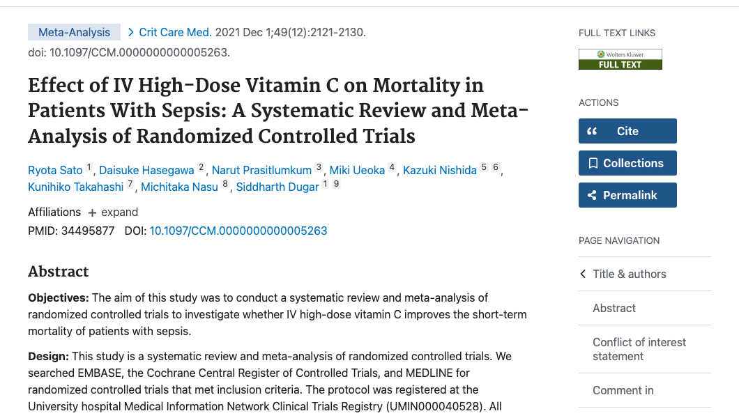Effect of IV High-Dose Vitamin C on Mortality i... - YouBoost